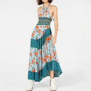 Free People Intimately Gabriela Patchwork Halter Midi Slip Dress XS